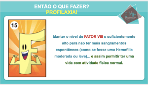 Carta do jogo educativo  IN-HEMOAÇÃO que ensina sobre a Profilaxia no tratamento da hemofilia